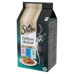 SHEBA® Délices du Jour Salmone, Tonno e Trota in salsa 6x50g image