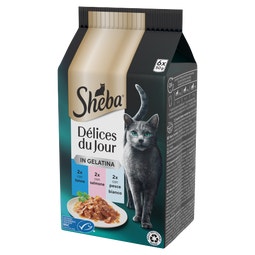 SHEBA® Délices du Jour Tonno, Salmone e Pesce Bianco in gelatina 6x50g image